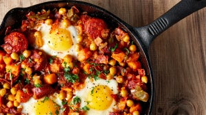 Varm morgenmad med sød kartoffel og chorizo | Perfekt til muskelopbygning