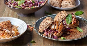 Summer Satay Slaw With Grilled Chicken Thigh Burgers