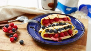 Blueberry & Raspberry Protein Pancakes | Fruity Crêpes