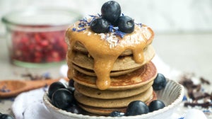 Vegan Cookie Dough Protein Pancakes | Brown Rice Protein Pancakes