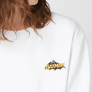 DC Batman Unisex Embroidered Sweatshirt - White