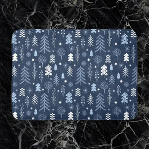 Night Time Winter Forest Bath Mat