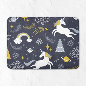 Christmas Unicorn Adventure Bath Mat