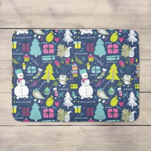 Snowman Christmas Party Bath Mat