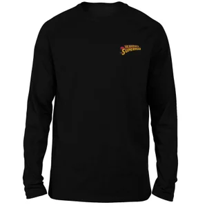 DC Superman Embroidered Unisex Long Sleeved T-Shirt - Black