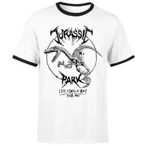 Jurassic Park Raptor Drawn Unisex Ringer T-Shirt - White/Black