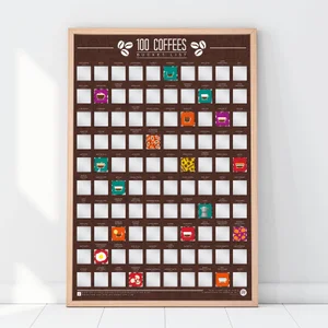100 Coffees Bucket List Scratch Poster