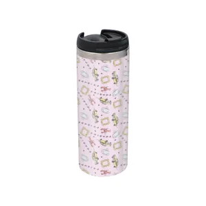 Friends Pattern Warm Tone Stainless Steel Thermo Travel Mug - Metallic Finish