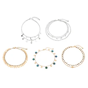 SIX Statement-Fußkette Mit Mond-Motiv, Stern-Design Und Strasssteinen / Mit Augen-Design In Glanz-Optik