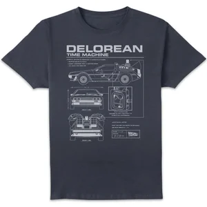 Back To The Future DeLorean Schematic T-Shirt - Navy