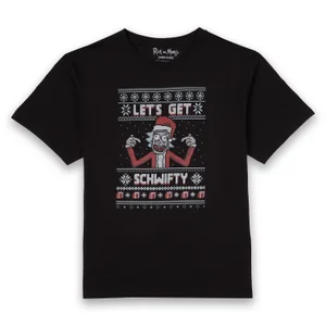 Rick and Morty Kerstmis Lets Get Schwifty T-Shirt - Zwart