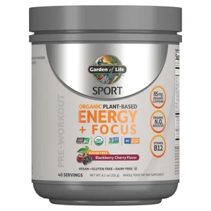 Sport Organic Plant-Based Energy Plus Focus - Blackberry Cherry - 231g