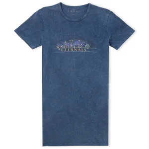 Marvel Eternals Gold Rings Women's T-Shirt Dress - Navy Acid Wash
