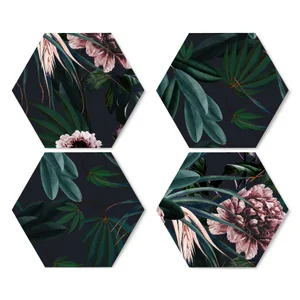 Vintage Floral Hexagonal Coaster Set