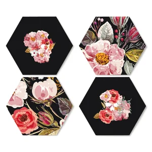 Flowers & Skulls Hexagonal Coaster Set