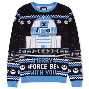 Merry Force Be With You Christmas Knitted Jumper Black