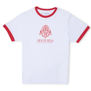 Harry Potter Hogwarts School Unisex Ringer T-Shirt - White / Red