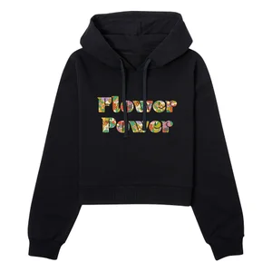 Disney Flower Power Women's Cropped Hoodie - Black