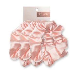 Kitsch 3 Pack Of Silk Pink Scrunchie