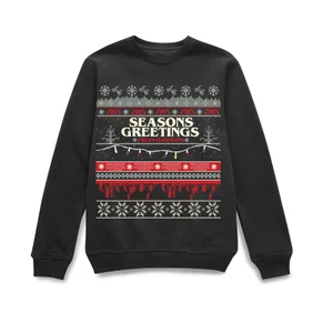 Stranger Things Hawkins Christmas Unisex Weihnachtspullover – Schwarz