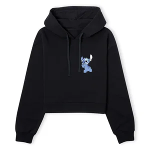 Disney Stitch Backside Women's Cropped Hoodie - Black