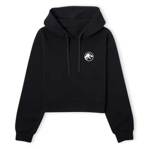Jurassic Park Evergreen Ranger Logo Women's Cropped Hoodie - Black