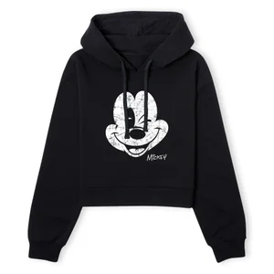 Mikey Mouse Women's Cropped Hoodie - Black