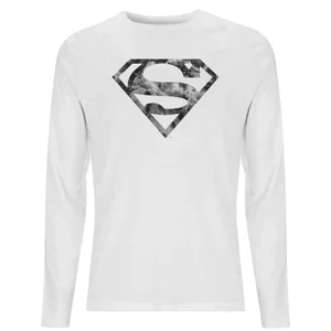Marble Superman Logo Men's Long Sleeve T-Shirt - White