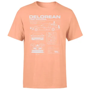 Back To The Future Delorean Schematic Men's T-Shirt - Coral