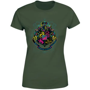 Harry Potter Hogwarts Neon Crest Women's T-Shirt - Green