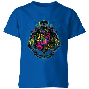 Harry Potter Hogwarts Neon Crest Kids' T-Shirt - Blue