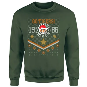 Stranger Things Christmas Go Tigers! Christmas Jumper - Green
