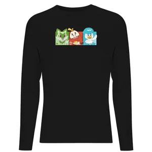 Pokémon 1st Starters Panels Unisex Long Sleeve T-Shirt - Black