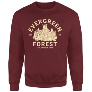 The Raccoons Evergreen Forest Exploration Crew Sweatshirt - Burgundy