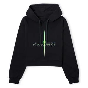 Alien Logo Women's Cropped Hoodie - Black