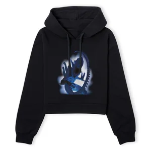 Alien Through The Smoke Women's Cropped Hoodie - Black
