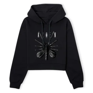 Alien Facehugger Women's Cropped Hoodie - Black