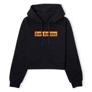 Bob&apos;s Burgers Block Logo Women's Cropped Hoodie - Black