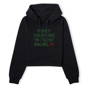 Home Alone Ya Filthy Animal Women's Cropped Hoodie - Black
