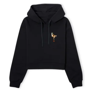 Ice Age Scrat Pocket Women's Cropped Hoodie - Black