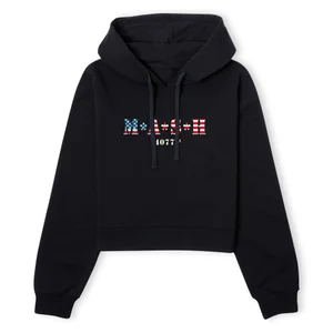 M*A*S*H US Flag Logo Women's Cropped Hoodie - Black