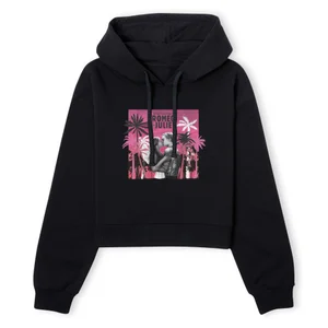 Romeo and Juliet Palmtree Women's Cropped Hoodie - Black