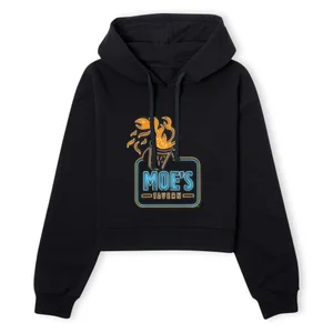 The Simpsons Moe's Tavern Neon Sign Women's Cropped Hoodie - Black