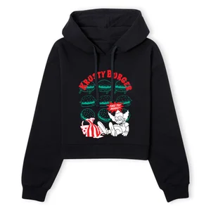 The Simpsons Krusty Burger Women's Cropped Hoodie - Black