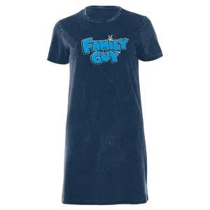 Family Guy Logo Women's T-Shirt Dress - Navy Acid Wash