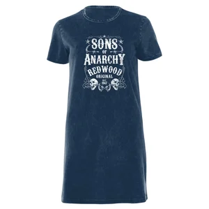 Sons of Anarchy Redwood Original Women's T-Shirt Dress - Navy Acid Wash