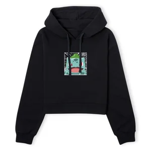 Pokémon Pokédex Bulbasaur #0001 Women's Cropped Hoodie - Black