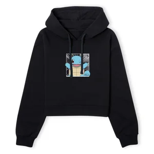 Pokémon Pokédex Squirtle #0007 Women's Cropped Hoodie - Black