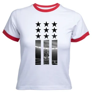Creed Poster Stars Women's Cropped Ringer T-Shirt - White Red