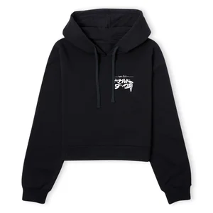 Donald Duck Text Women's Cropped Hoodie - Black